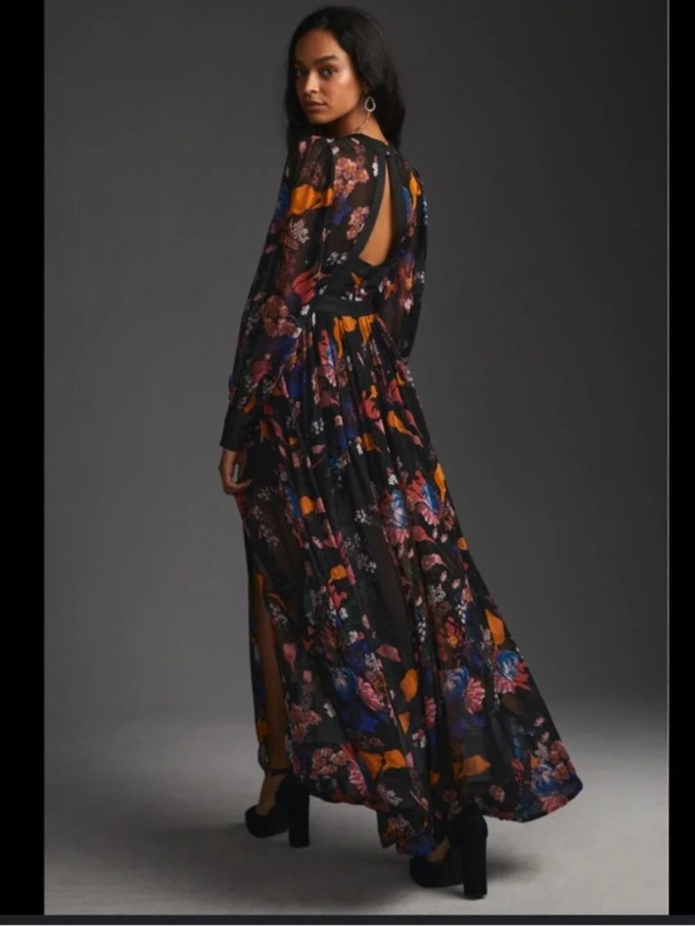 Anthropologie Maeve Deep-V Printed Maxi Dress